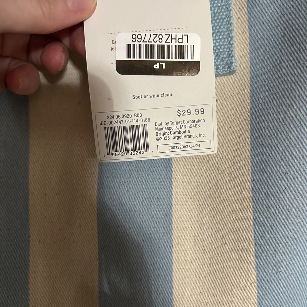 Hearth & Hand Striped Blue and Cream Tote Bag - Picture 3 of 4